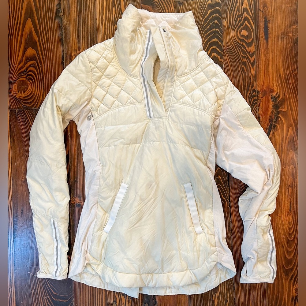 LULULEMON DOWN FOR A RUN PULLOVER IN CREAM - SMALL